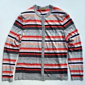Naulover Striped Gray Orange Red Women's Sweater, Viscose blend, 42, 6